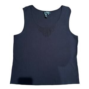Women's Lauren by Ralph Lauren Black Lace Trip Tank Top Size 1X, EUC